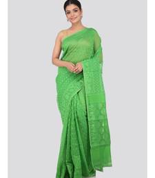 Green Pure Cotton Hand Woven Saree Without Blouse