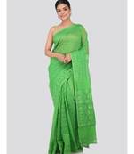 Green Pure Cotton Hand Woven Saree Without Blouse