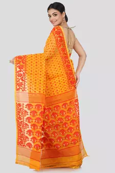 Yellow Pure Cotton Hand Woven Saree Without Blouse