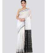 White Pure Cotton Hand Woven Saree Without Blouse
