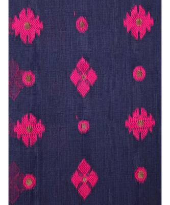 Blue Pure Cotton Hand Woven Saree Without Blouse 4