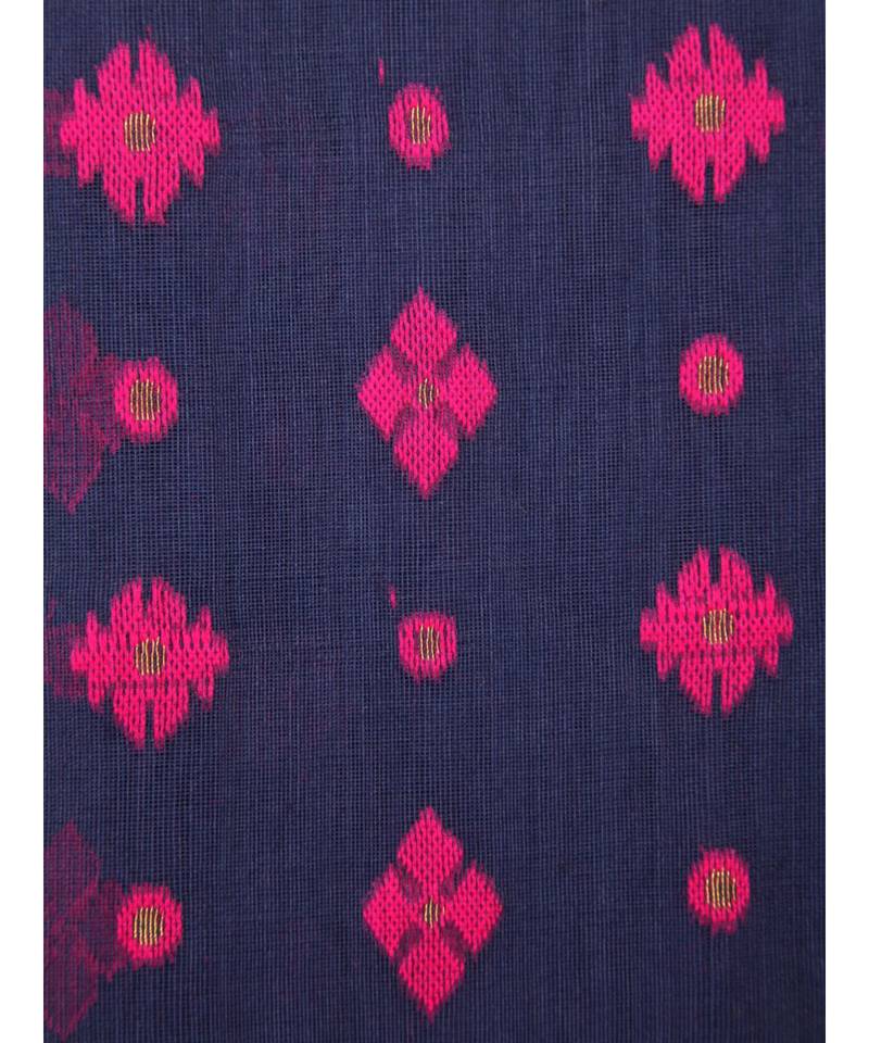 Blue Pure Cotton Hand Woven Saree Without Blouse