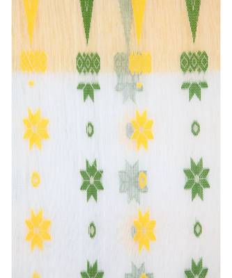 White Pure Cotton Hand Woven Saree Without Blouse 4