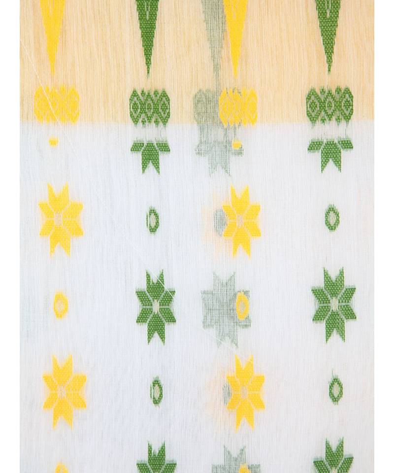 White Pure Cotton Hand Woven Saree Without Blouse