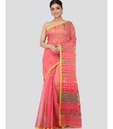 Red Pure Cotton Hand Woven Saree Without Blouse