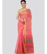 Red Pure Cotton Hand Woven Saree Without Blouse