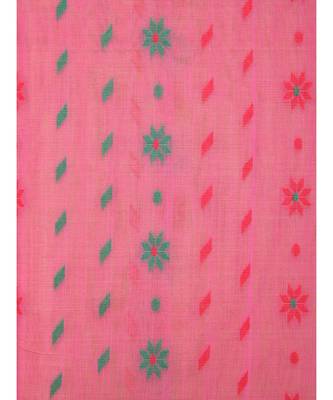 Red Pure Cotton Hand Woven Saree Without Blouse 4