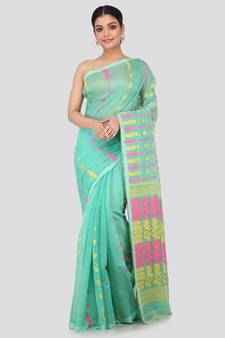 Green Pure Cotton Hand Woven Saree Without Blouse