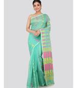 Green Pure Cotton Hand Woven Saree Without Blouse