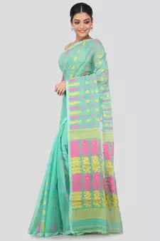 Green Pure Cotton Hand Woven Saree Without Blouse