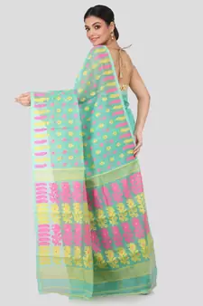 Green Pure Cotton Hand Woven Saree Without Blouse