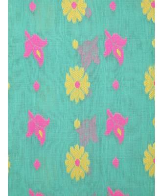 Green Pure Cotton Hand Woven Saree Without Blouse 4