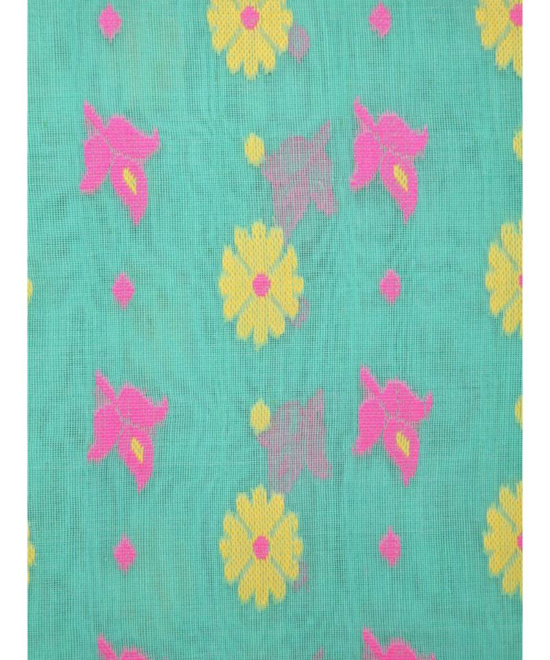 Green Pure Cotton Hand Woven Saree Without Blouse