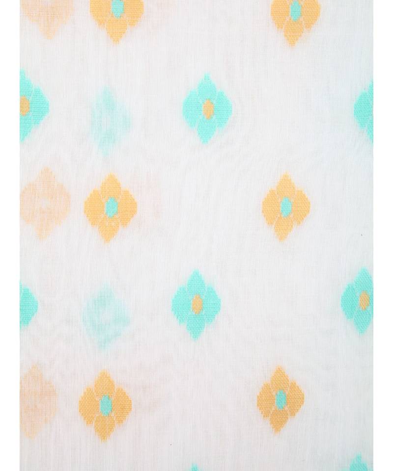 White Pure Cotton Hand Woven Saree Without Blouse