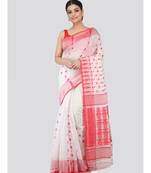 white pure cotton hand woven   saree