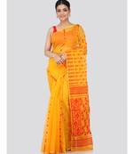 Yellow Pure Cotton Hand Woven Saree Without Blouse
