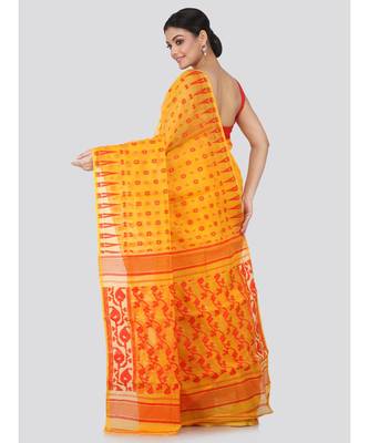 Yellow Pure Cotton Hand Woven Saree Without Blouse 3