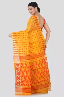 Yellow Pure Cotton Hand Woven Saree Without Blouse