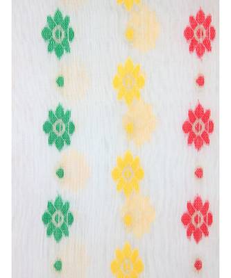 White Pure Cotton Hand Woven Saree Without Blouse 4
