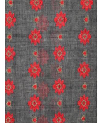 Grey Pure Cotton Hand Woven Saree Without Blouse 4