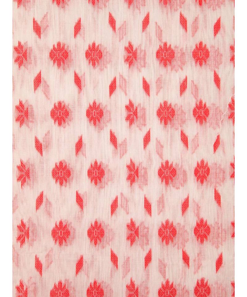 White Pure Cotton Hand Woven Saree Without Blouse