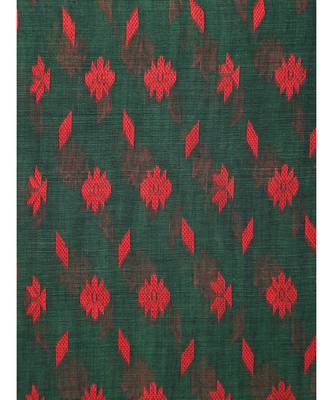 Green Pure Cotton Hand Woven Saree Without Blouse 4