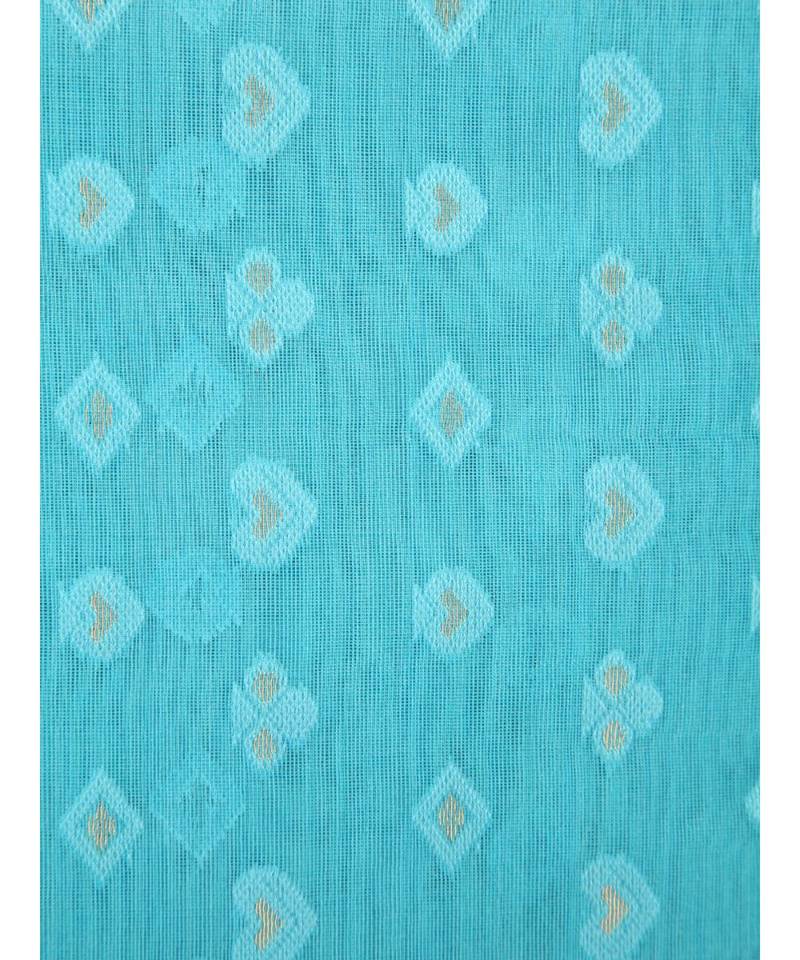 Blue Pure Cotton Hand Woven Saree Without Blouse