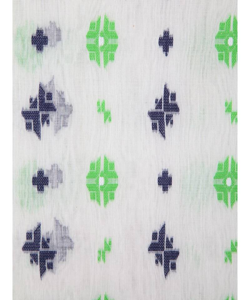 White Pure Cotton Hand Woven Saree Without Blouse