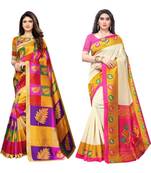 multicolor art silk printed combo saree & blouse