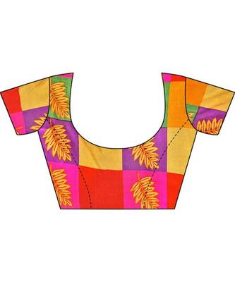 multicolor art silk printed combo saree & blouse 4