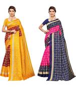 multicolor art silk printed combo saree & blouse