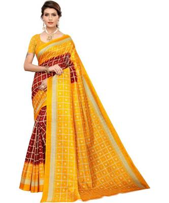 multicolor art silk printed combo saree & blouse 2