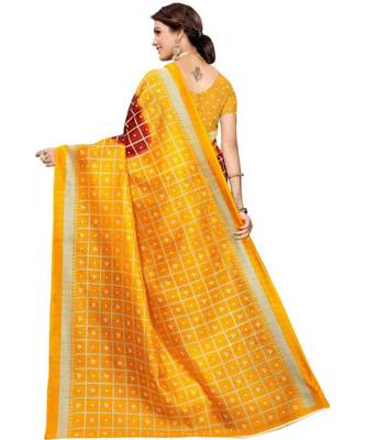 multicolor art silk printed combo saree & blouse 3