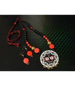 Black metallic Brass   Necklace   pair of earrings & free gift