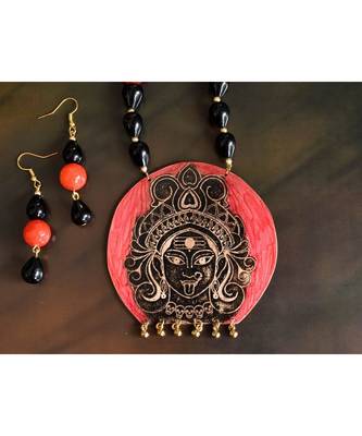 Red metallic Copper   Necklace   pair of earrings & free gift 1