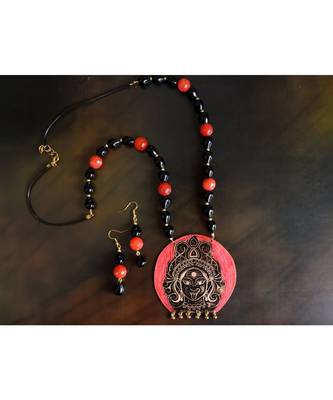 Red metallic Copper   Necklace   pair of earrings & free gift 2