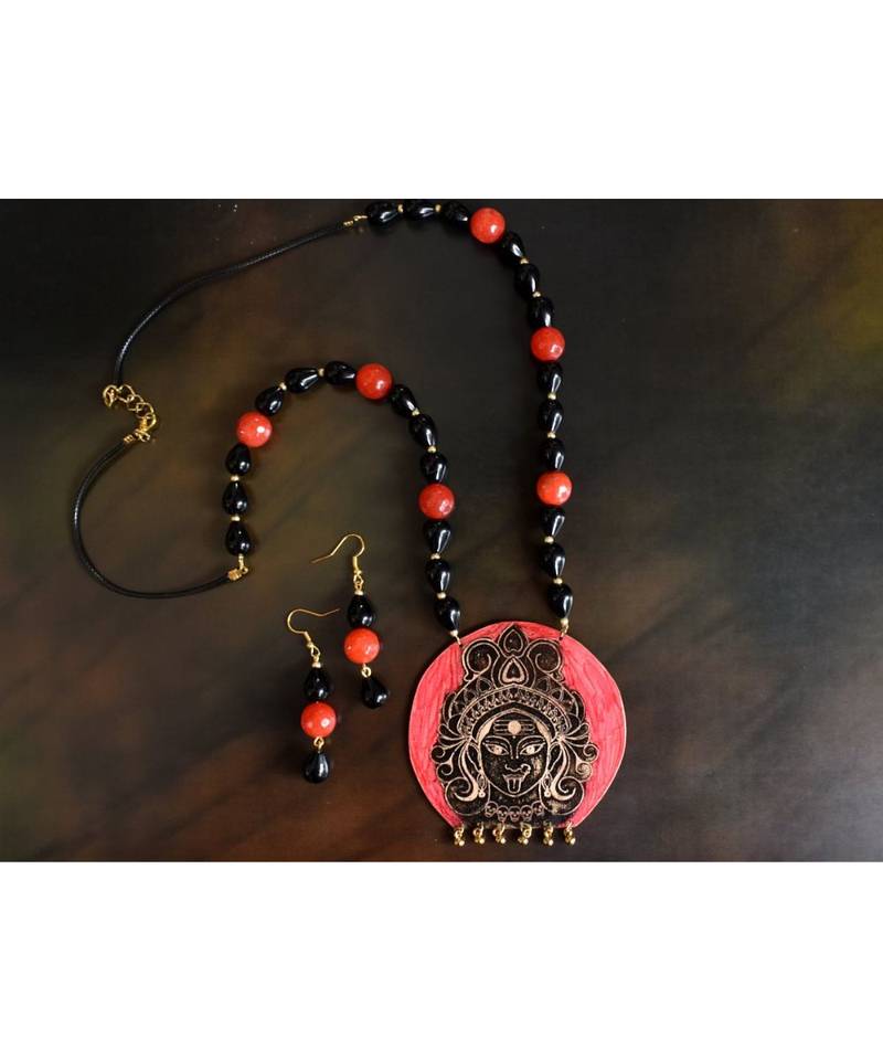 Red metallic Copper   Necklace   pair of earrings & free gift