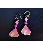 Pink metallic Brass   pair of earrings & free gift