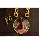 Multicolor metallic Brass   Necklace   pair of earrings & free gift