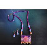 Purple metallic Brass   Necklace   pair of earrings & free gift
