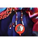 Red metallic Brass   Necklace   pair of earrings & free gift