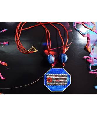 Blue metallic Brass   Necklace   free gift 1