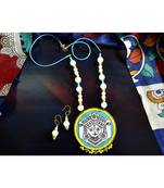 Multicolor metallic Brass   Necklace   pair of earrings & free gift