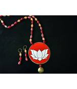 Red metallic Brass   Necklace   pair of earrings & free gift