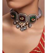 Green Yellow Gold Brass kundanNecklace