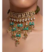 Green Yellow Gold Brass kundanNecklace