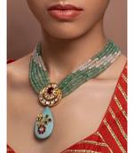 Green Yellow Gold Brass kundanNecklace