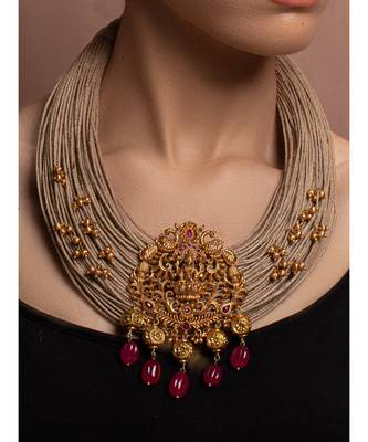 Gold Yellow Gold Brass kundanNecklace 1