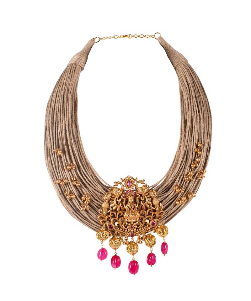 Gold Yellow Gold Brass kundanNecklace