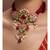 Red Pink Gold Tone Kundan Enameled Necklace